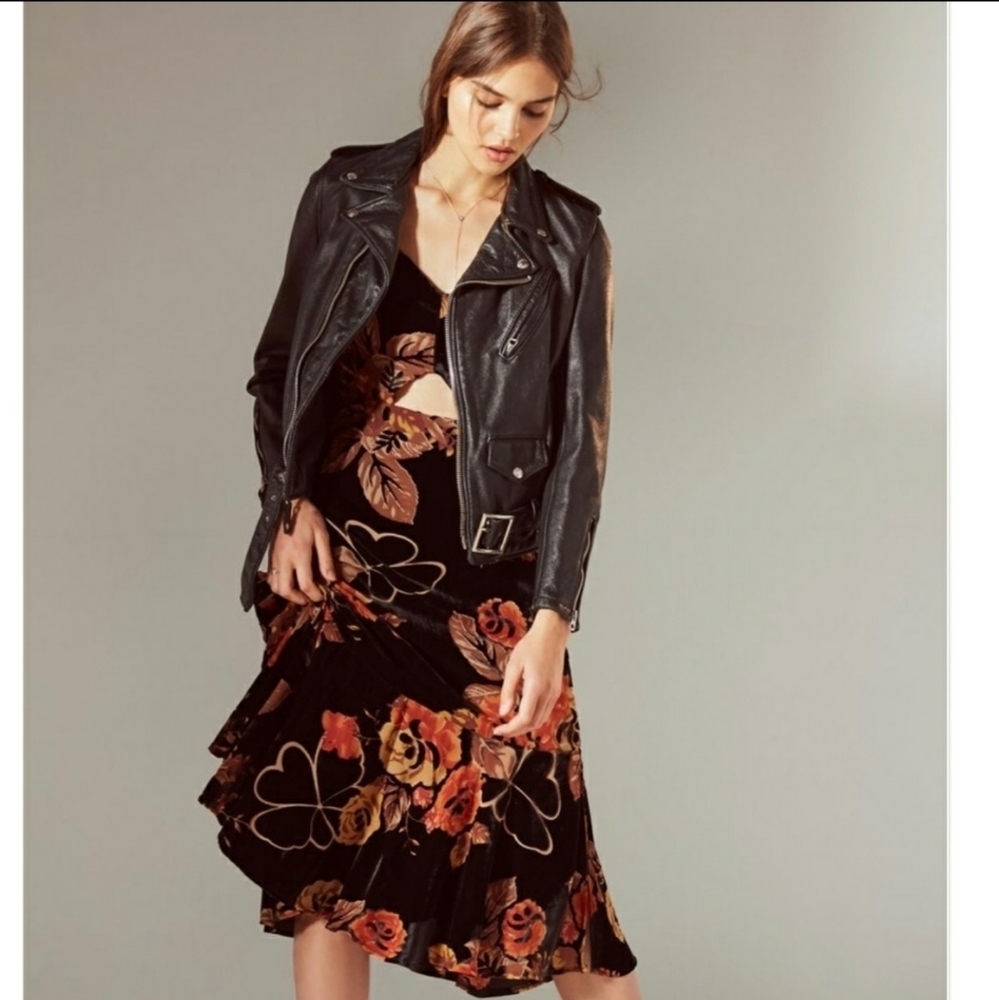 Urban outfitters Burnout Velvet Cut-Out Midi Dress